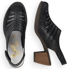 Bequeme Damen-Sandale aus Leder mit hohem Absatz Rieker 40959-00 schwarz 2