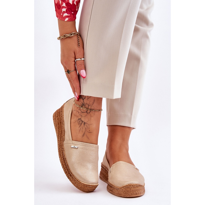 Lemar Espadrilles aus Leder mit Keilabsatz für Damen Beige &amp; Gold Hadlee 1