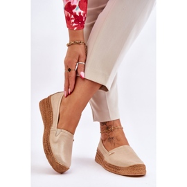 Lemar Espadrilles aus Leder mit Keilabsatz für Damen Beige &amp; Gold Hadlee 2