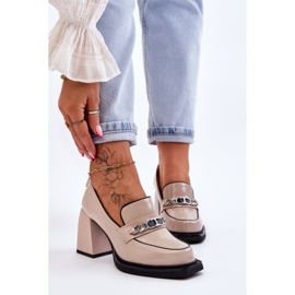 S.Barski Bequeme Pumps auf massiven Absätzen Beige Julien 1