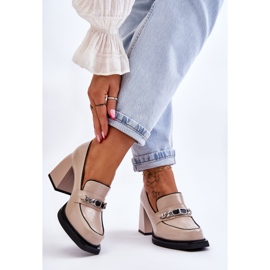 S.Barski Bequeme Pumps auf massiven Absätzen Beige Julien 2