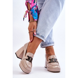 S.Barski Lederpumps auf massiven Absätzen Beige Maximo 2