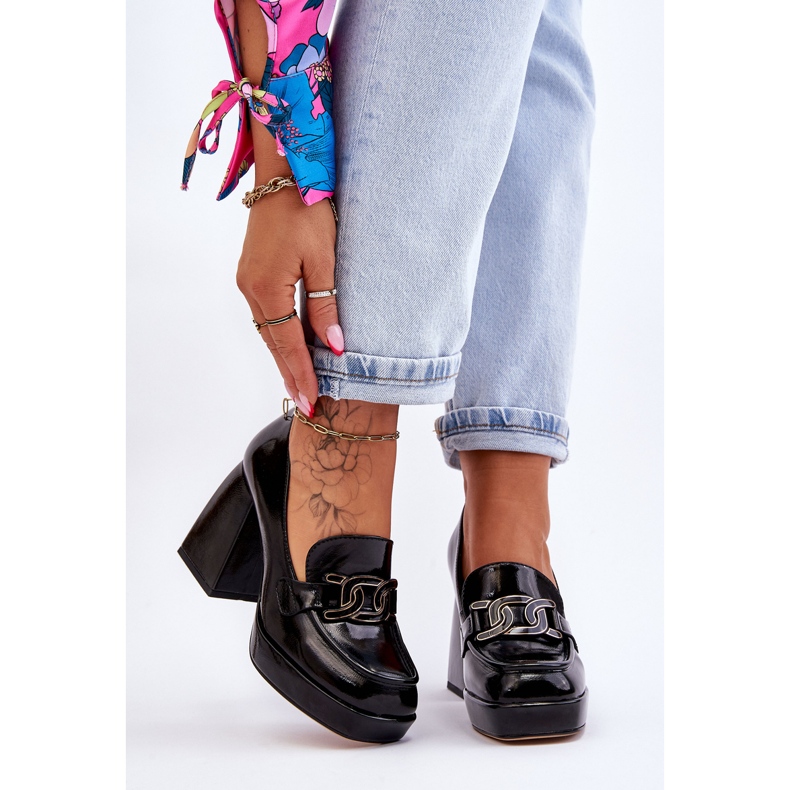 S.Barski Lederpumps auf massiven Absätzen Schwarz Maximo 1