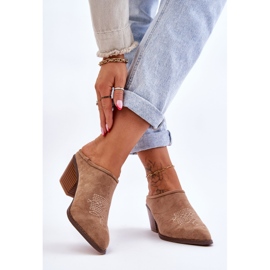 BM Cowboy-Hausschuhe aus Wildleder für Damen Beige Romina 2