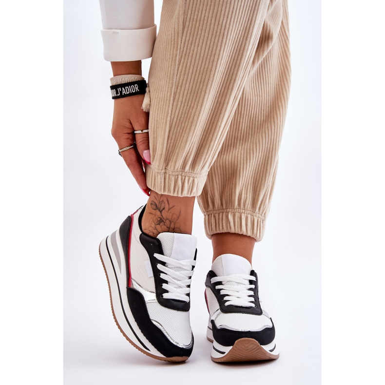 BM Damenschuhe mit Keilabsatz und Plateau Weiß und Schwarz Allen 1