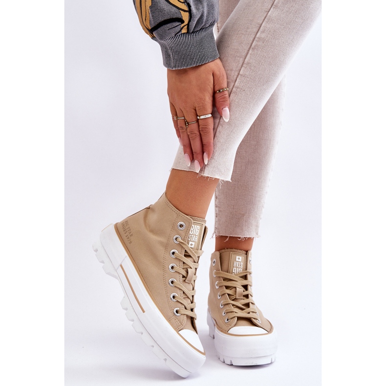 High Textil Plateau Sneakers Big Star LL274160 Beige 2