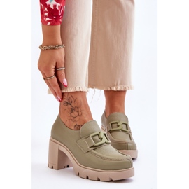 Lemar Elegante Brogues an der Ferse mit grüner Harmell-Verzierung 1