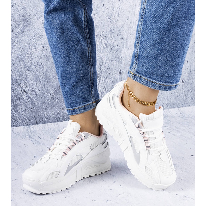 PA1 Weiße und rosafarbene Turnschuhe mit Keilabsatz von Germain silber- 1