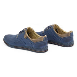 Polbut Herrenlederschuhe 402 Sommer, Marineblau mit Braun 4