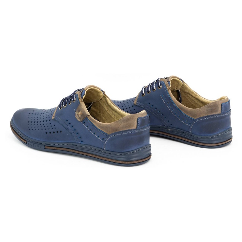 Polbut Herrenlederschuhe 402 Sommer, Marineblau mit Braun 4