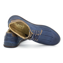 Polbut Herrenlederschuhe 402 Sommer, Marineblau mit Braun 3