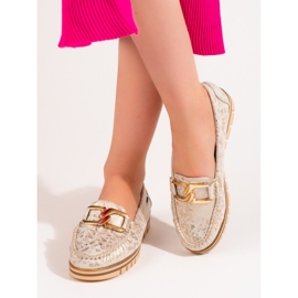 Beige Mokassins für Damen auf der Shelovet-Plattform golden 2