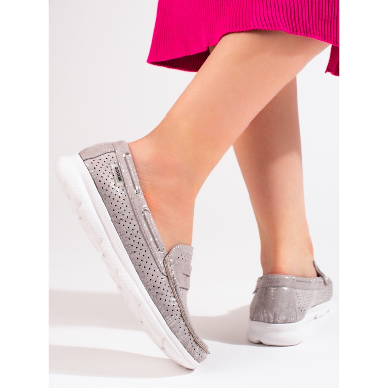 Graue Wildlederloafer von Shelovet für Damen 2