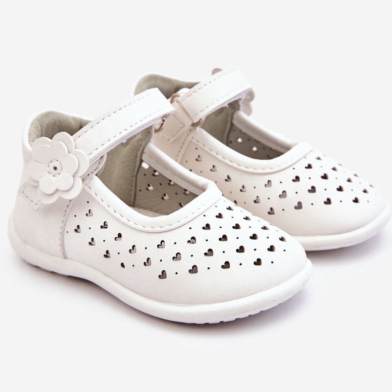 PA1 Hohe durchbrochene Ballerinas für Kinder mit Klettverschluss Weiß Jianna 1