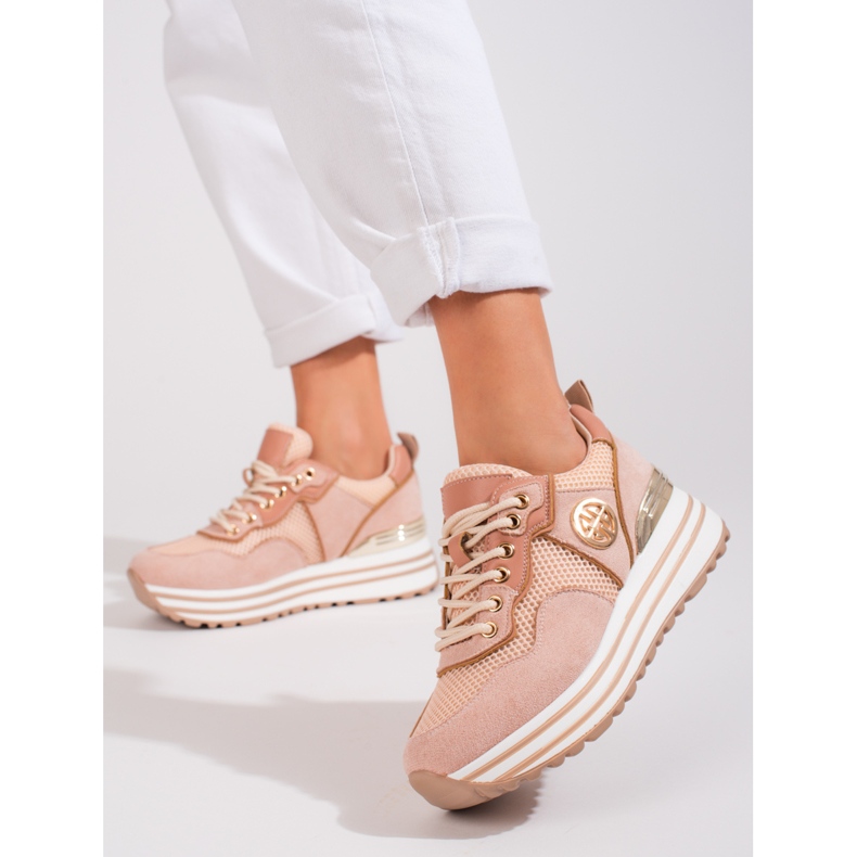 W. Potocki Damen-Schnürsneaker Potocki-Pulver rosa 1