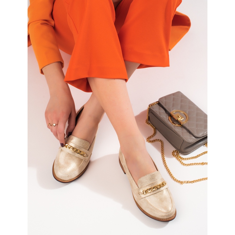 Klassische Damenmokassins Shelovet Gold beige 1