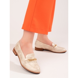 Klassische Damenmokassins Shelovet Gold beige 2