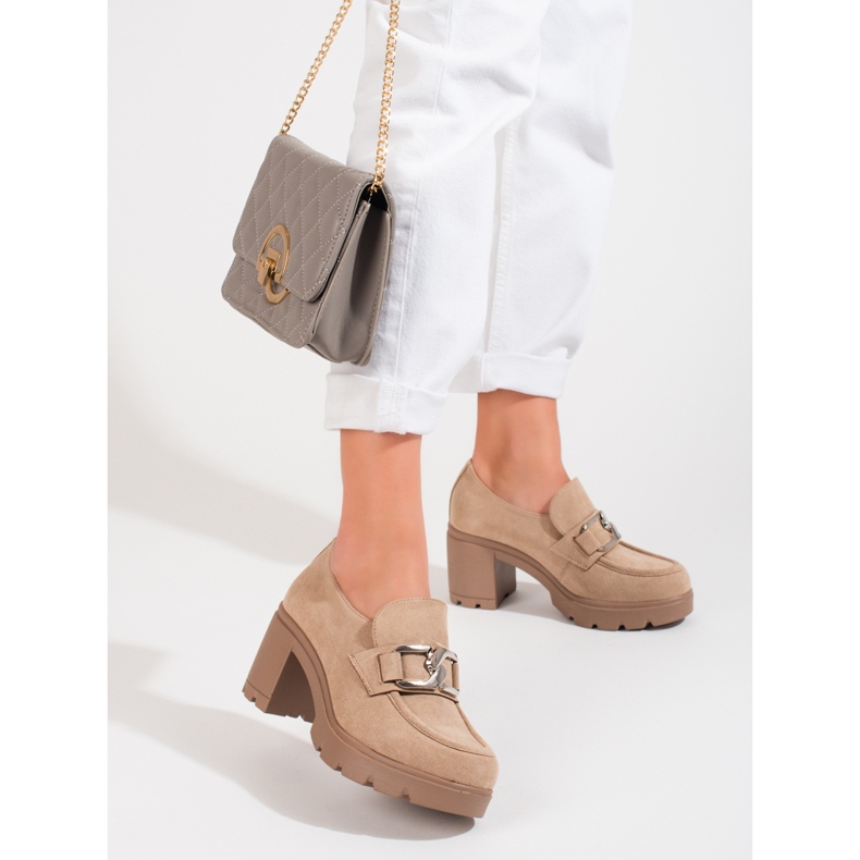 W. Potocki Beigefarbene High Heels aus Wildleder von Potocki 2