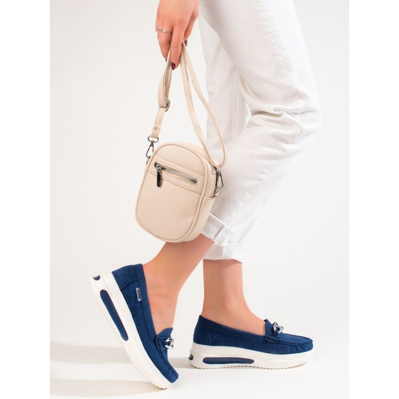 Blaue Keil-Loafer von Shelovet für Damen 2