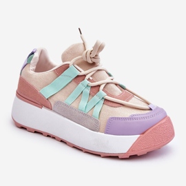 PS1 Damen Wildleder Plateau Sneakers Beige Rosa Rohan 2