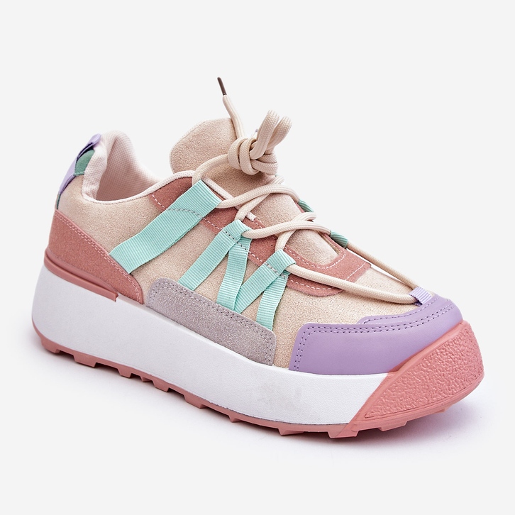 PS1 Damen Wildleder Plateau Sneakers Beige Rosa Rohan 2