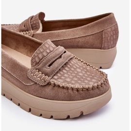 Lemar Milana Wildleder-Plateau-Loafer Dunkelbeige 1