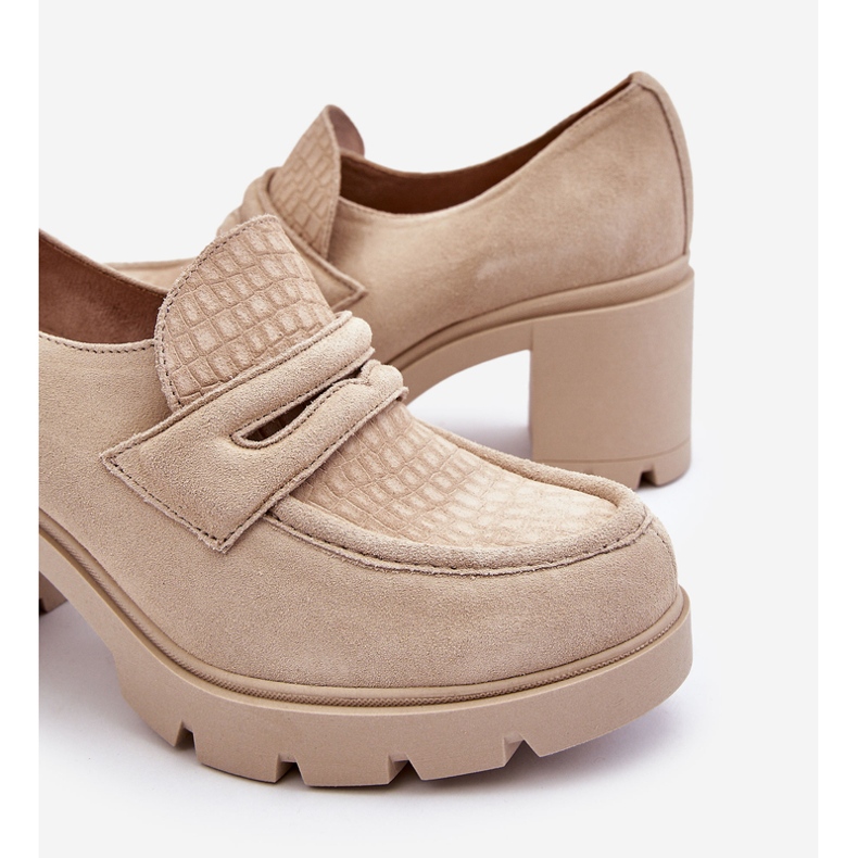 Lemar Arabell Suede Chunky Heel und Plateauschuhe Hellbeige 1