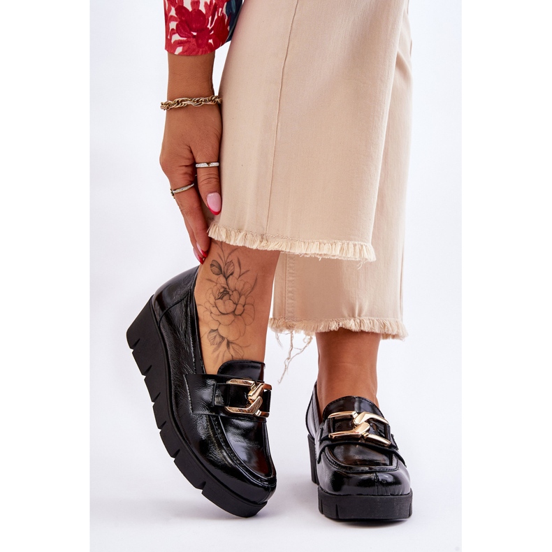 Lemar Schwarze Felicita Keil-Loafer aus Lackleder 1