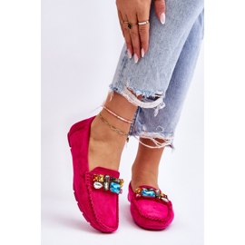 Damen-Loafer aus Wildleder mit Kristallen Fuchsia Lucille rosa 1