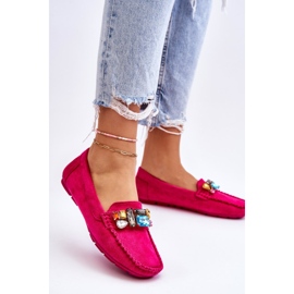 Damen-Loafer aus Wildleder mit Kristallen Fuchsia Lucille rosa 2