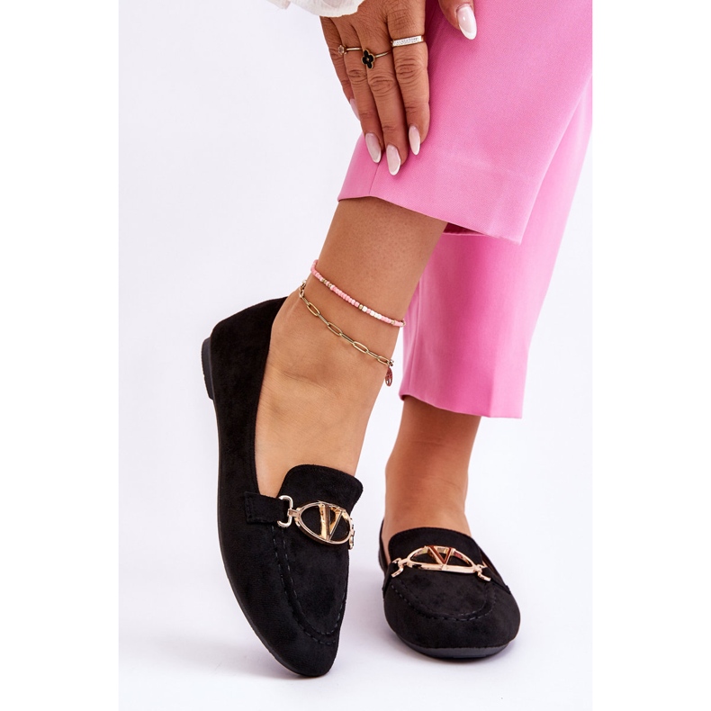 Vinceza Loafer aus schwarzem Reed-Wildleder mit dekorativem Element 1