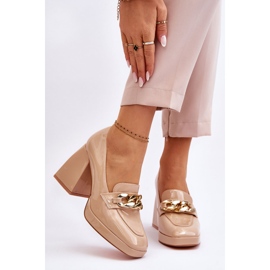 Vinceza Pumps auf Chunky Heels Beige Nataly 1
