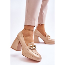 Vinceza Pumps auf Chunky Heels Beige Nataly 2