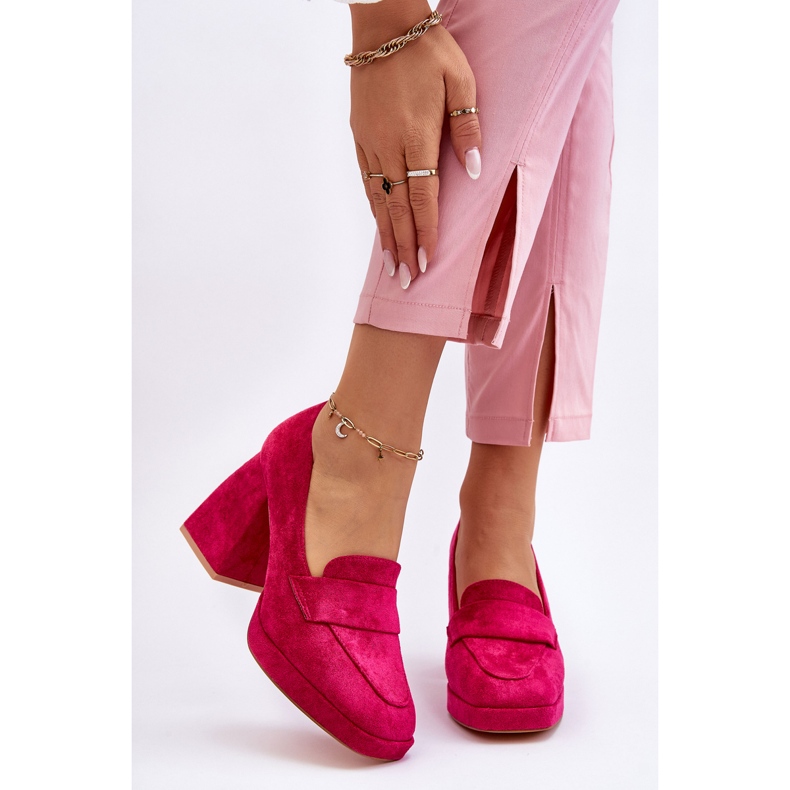 Vinceza Fuchsia Adriel Wildlederpumps mit klobigen Absätzen und Plateau rosa 1