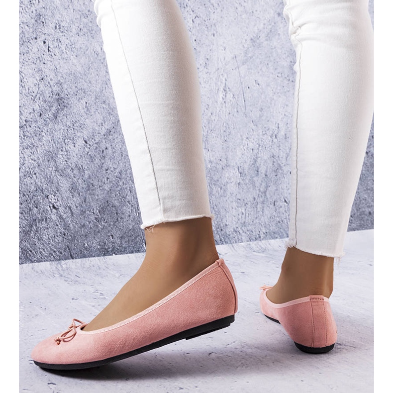 BM Rosafarbene Ballerinas mit Chandonnet-Schleife 1