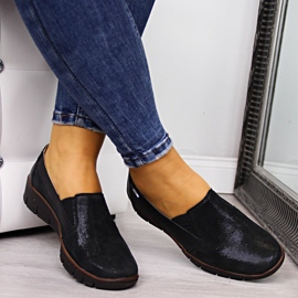 Damenschuhe aus Leder, Slipper schwarz Helios 350 1