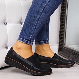 Damenschuhe aus Leder, Slipper schwarz Helios 350 2