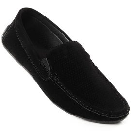 News 4873 Slip-on-Loafer aus schwarzem Wildleder mit Lochmuster für Herren 1