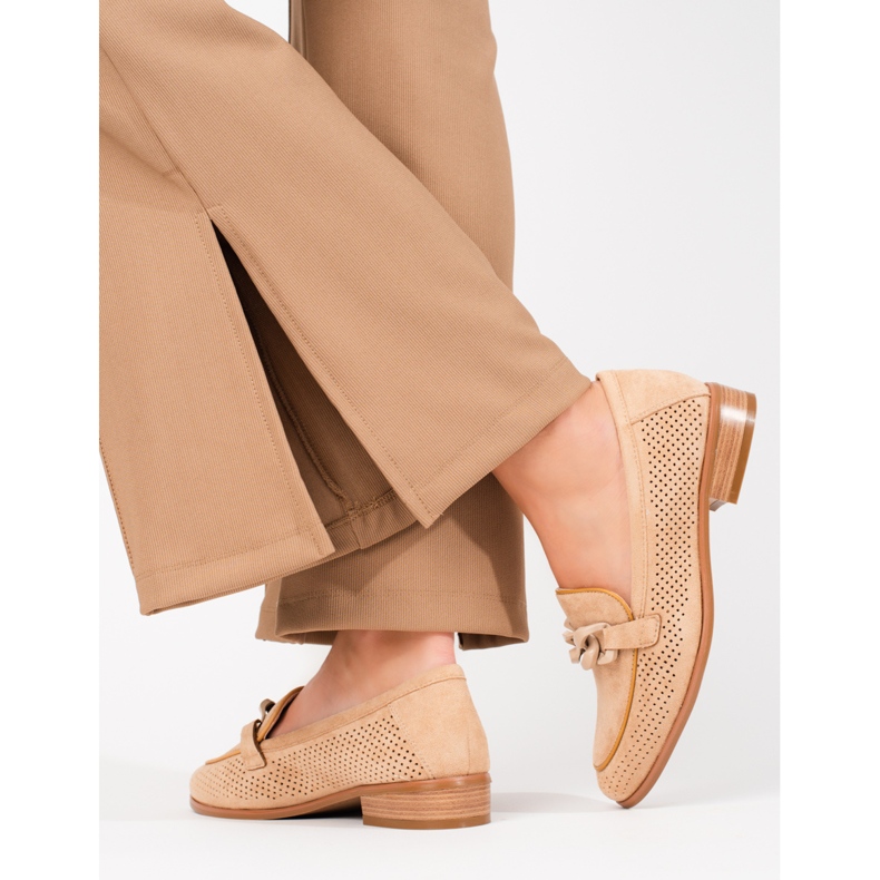 W. Potocki Durchbrochene Wildlederloafer für Damen Potocki beige 1