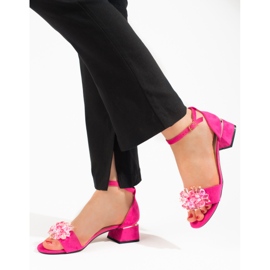 Damen-Sandalen von Shelovet in Rosa mit niedrigem Absatz 1