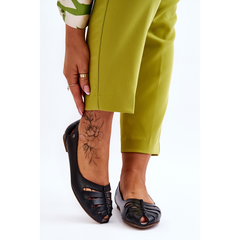 Lemar Bequeme Lederballerinas für Damen Schwarz Luka 1