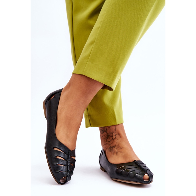 Lemar Bequeme Lederballerinas für Damen Schwarz Luka 2