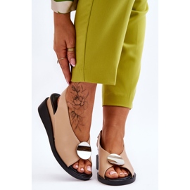 Vinceza Keilsandalen aus Leder für Damen Beige Justice braun 1