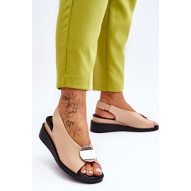 Vinceza Keilsandalen aus Leder für Damen Beige Justice braun 2