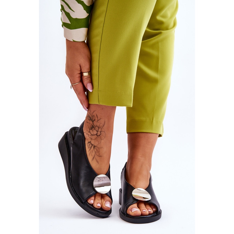 Vinceza Keilsandalen aus Leder für Damen Schwarz Justice 1