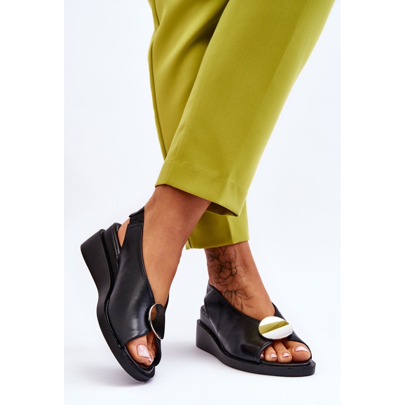 Vinceza Keilsandalen aus Leder für Damen Schwarz Justice 2