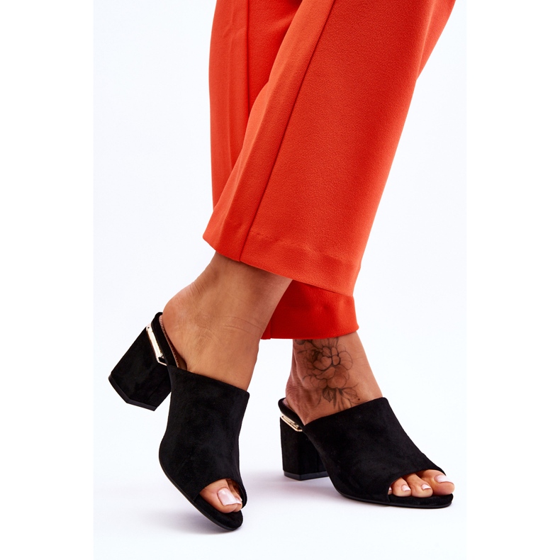 Vinceza Damen Wildleder High Heel Hausschuhe Schwarz Carter 2