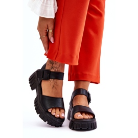 Vinceza Flache Damensandalen aus Leder Schwarz Dean 1