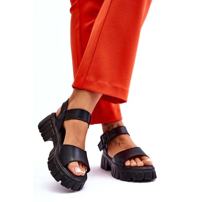 Vinceza Flache Damensandalen aus Leder Schwarz Dean 2