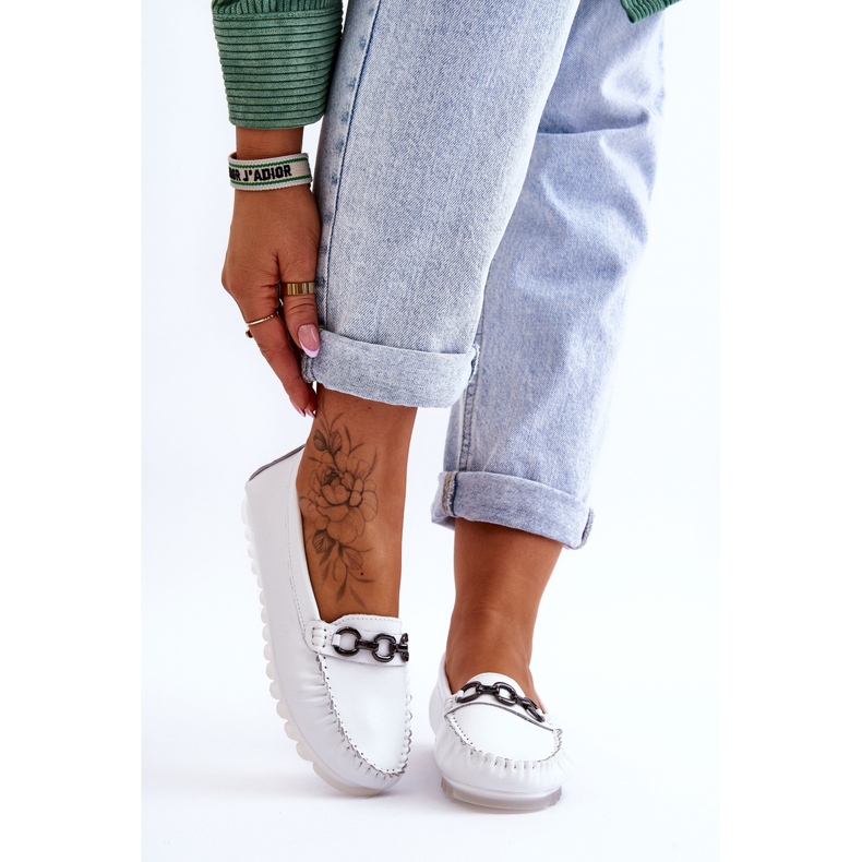 Vinceza Bequeme Leder-Loafer für Damen Weiß Miguel 1